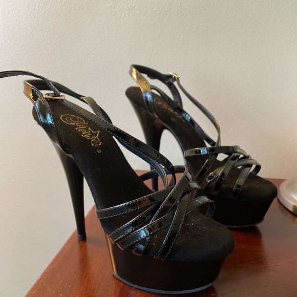 Pleasers black strappy heels - Picture 2 of 5